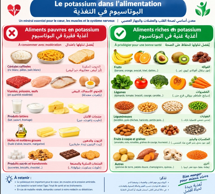 Le potassium dans l'alimentation